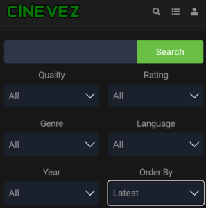 Cinevez Movies Search Bar Features